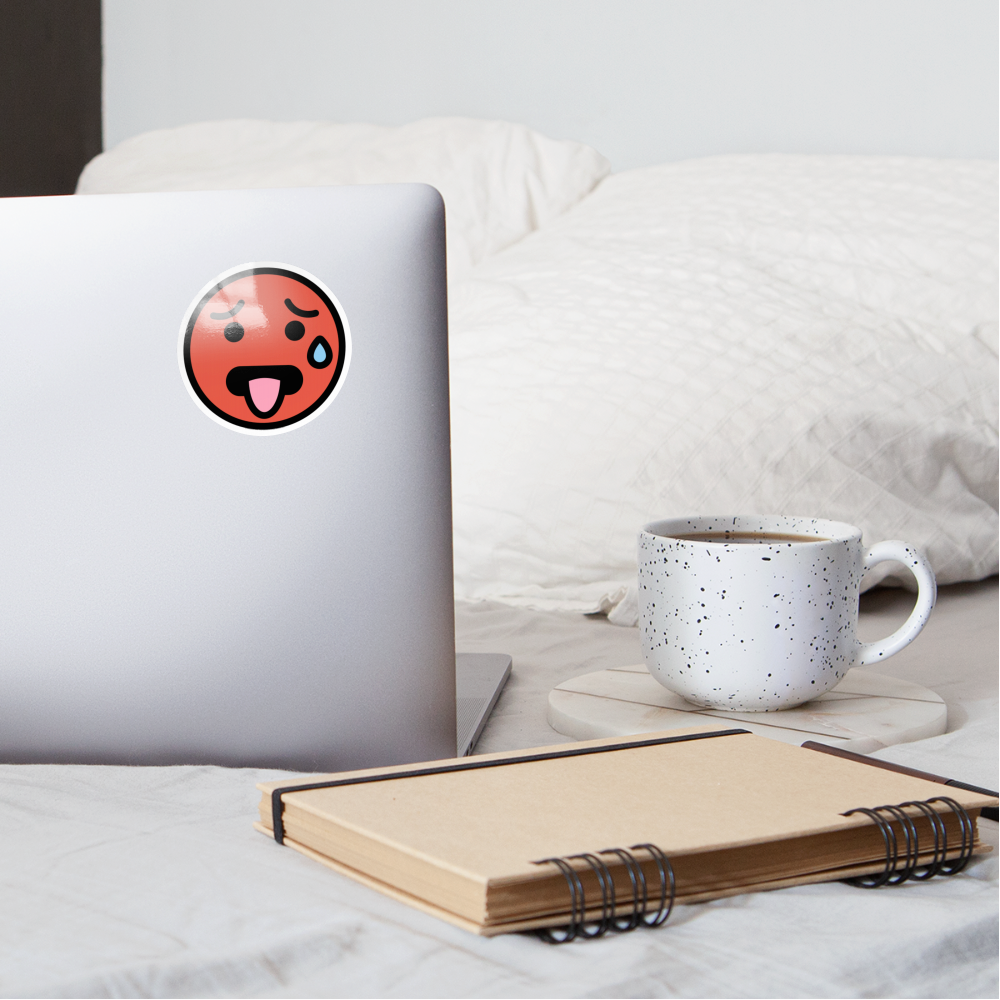 Hot Face Moji Sticker - Emoji.Express - white glossy