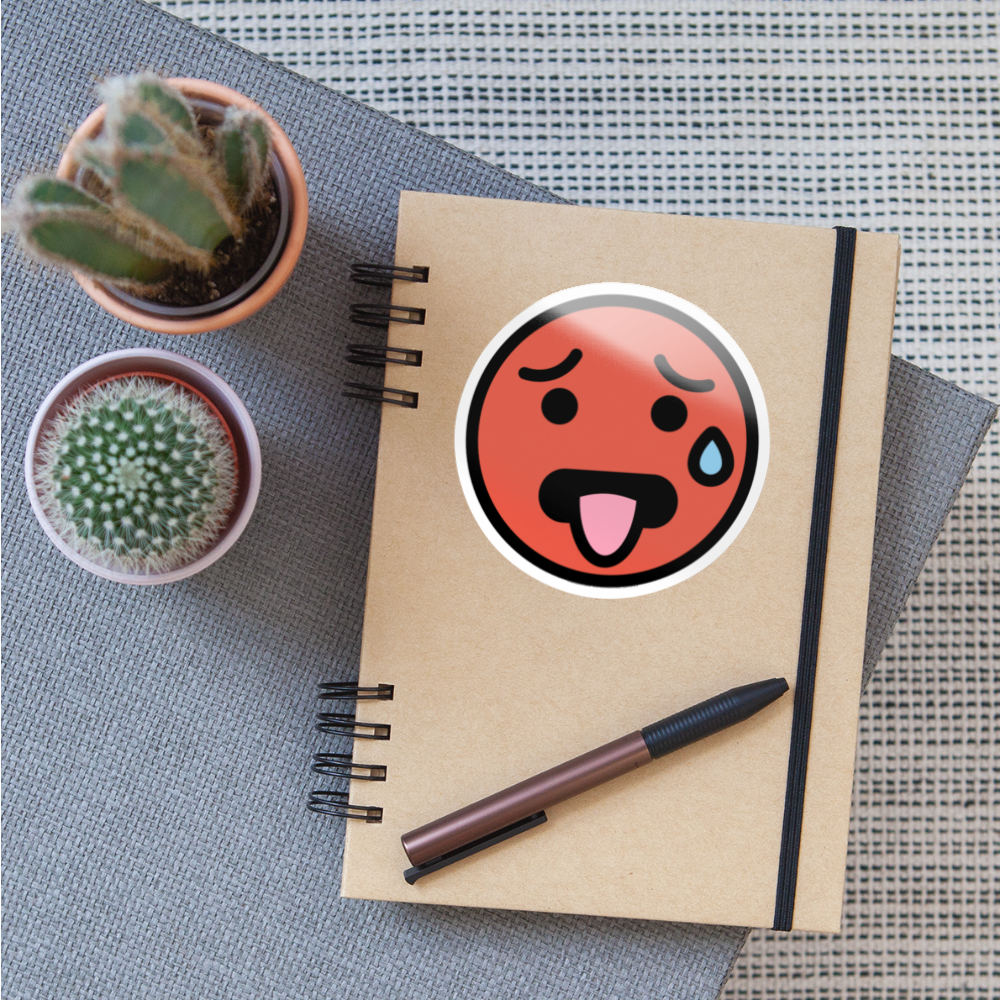 Hot Face Moji Sticker - Emoji.Express - white glossy
