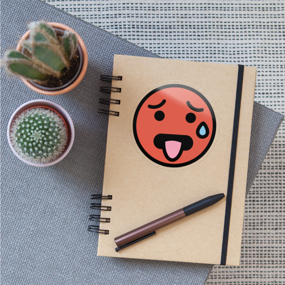 Hot Face Moji Sticker - Emoji.Express - transparent glossy