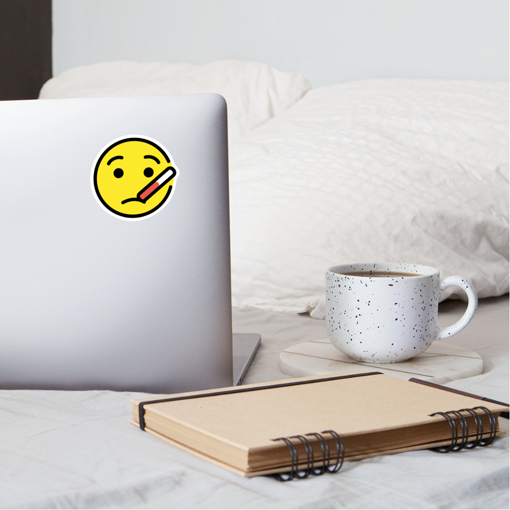 Face with Thermometer Moji Sticker - Emoji.Express - white matte