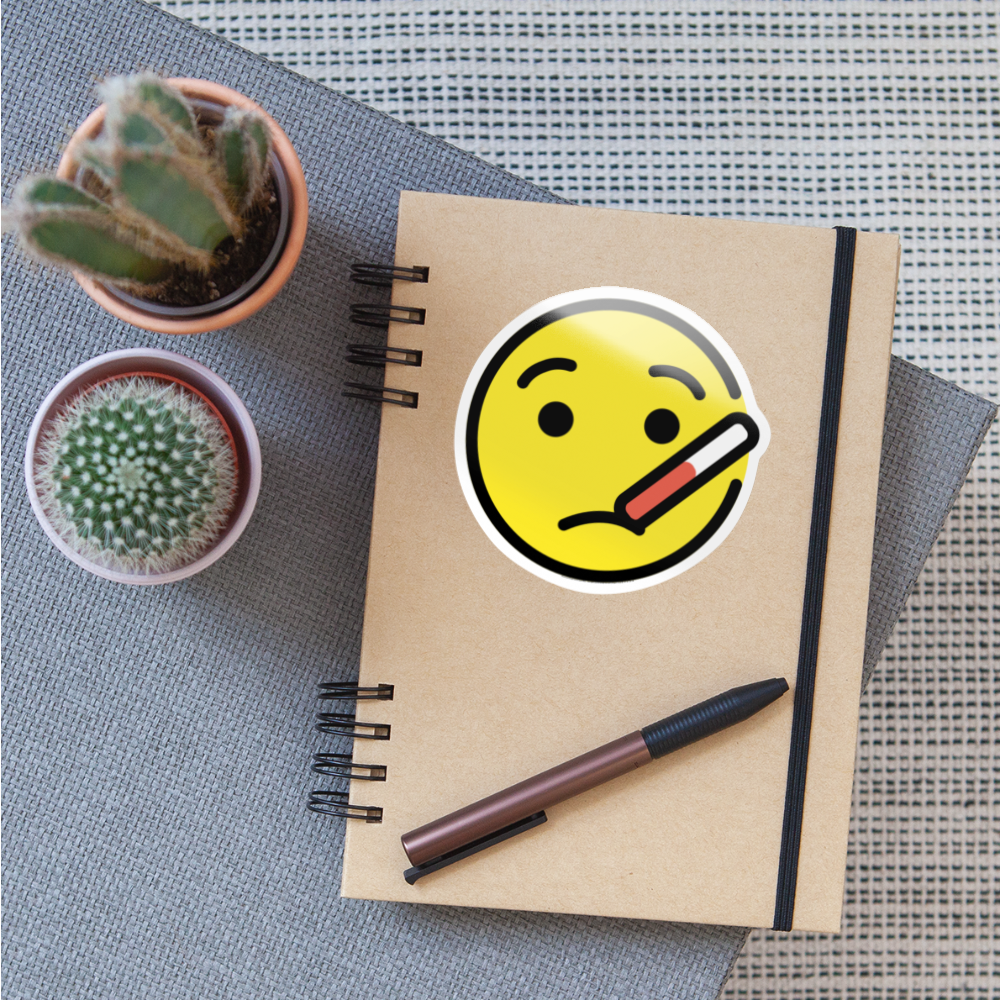 Face with Thermometer Moji Sticker - Emoji.Express - white glossy