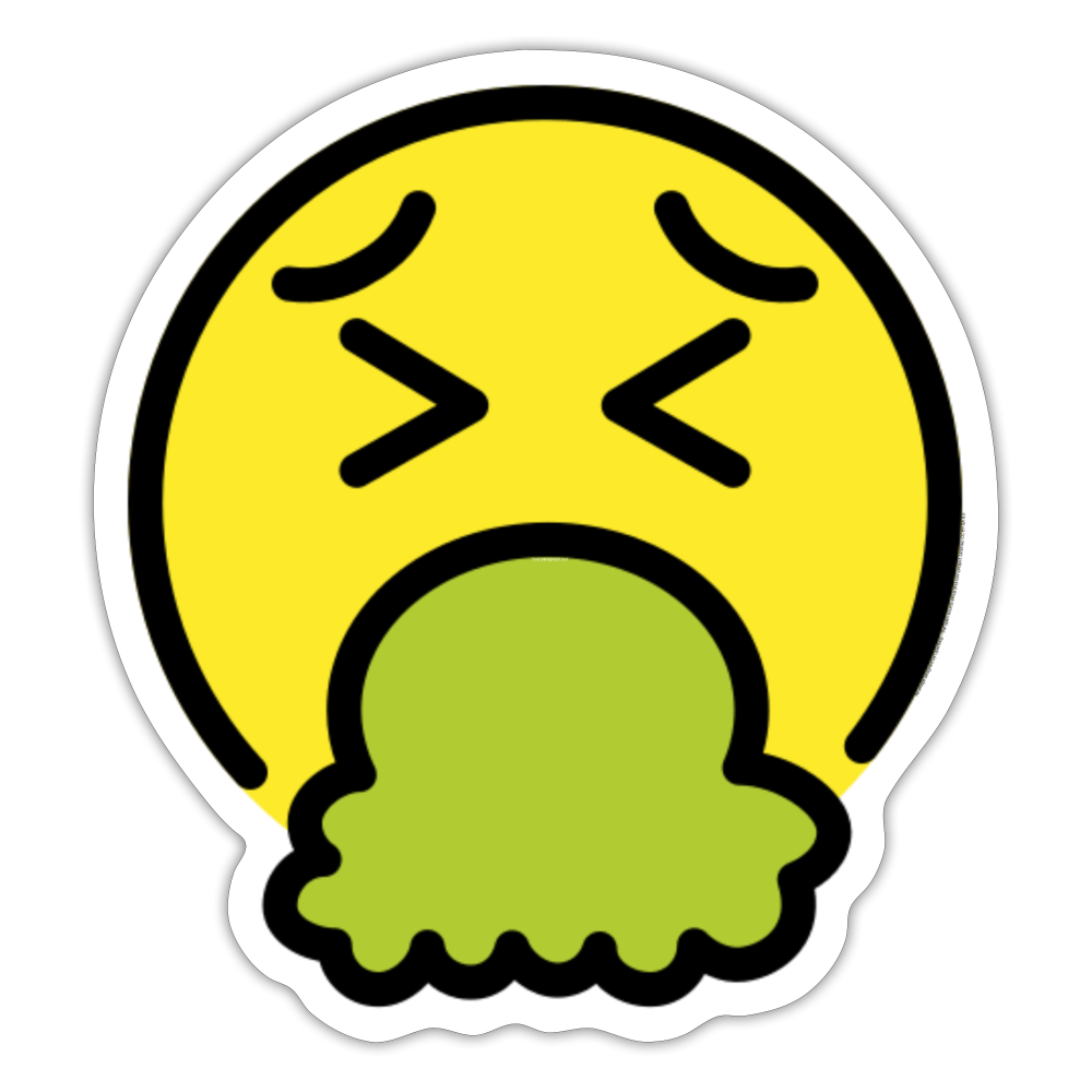 Face Vomiting Moji Sticker - Emoji.Express - white matte