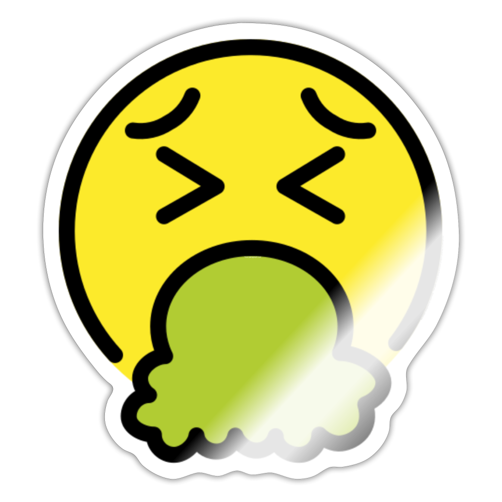 Face Vomiting Moji Sticker - Emoji.Express - white glossy