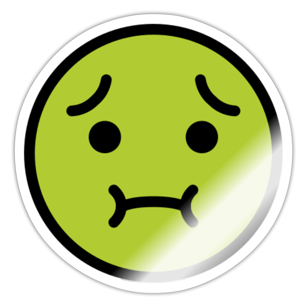 Nauseated Face Moji Sticker - Emoji.Express - white glossy