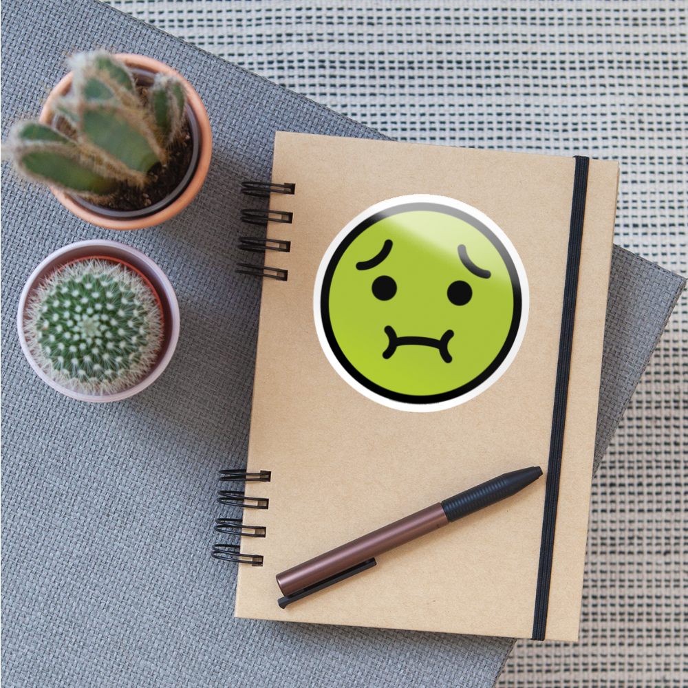 Nauseated Face Moji Sticker - Emoji.Express - white glossy