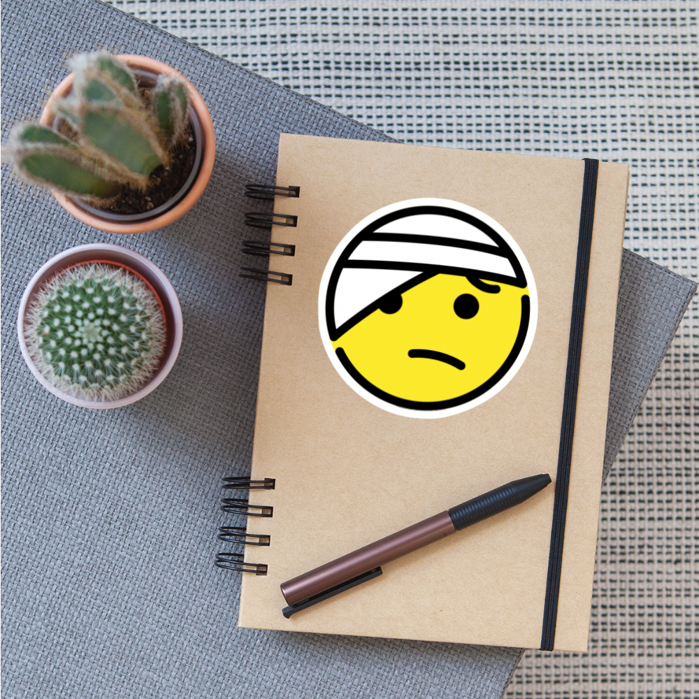Face with Head Bandage Moji Sticker - Emoji.Express - white matte