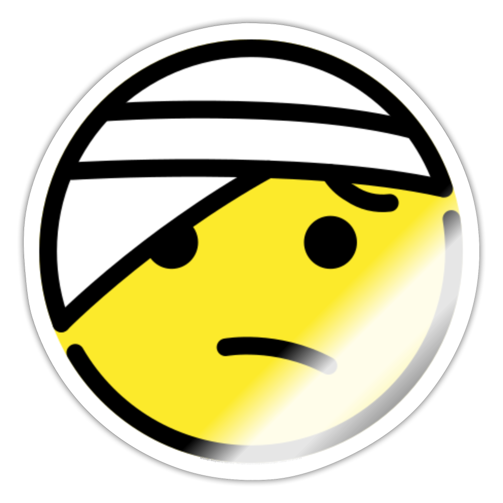 Face with Head Bandage Moji Sticker - Emoji.Express - white glossy