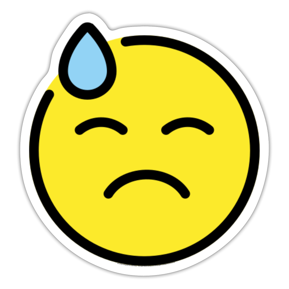 Downcast Face with Sweat Moji Sticker - Emoji.Express - white matte