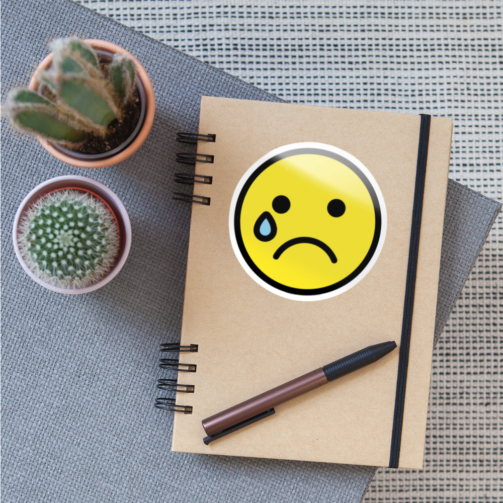 Crying Face Moji Sticker - Emoji.Express - white glossy