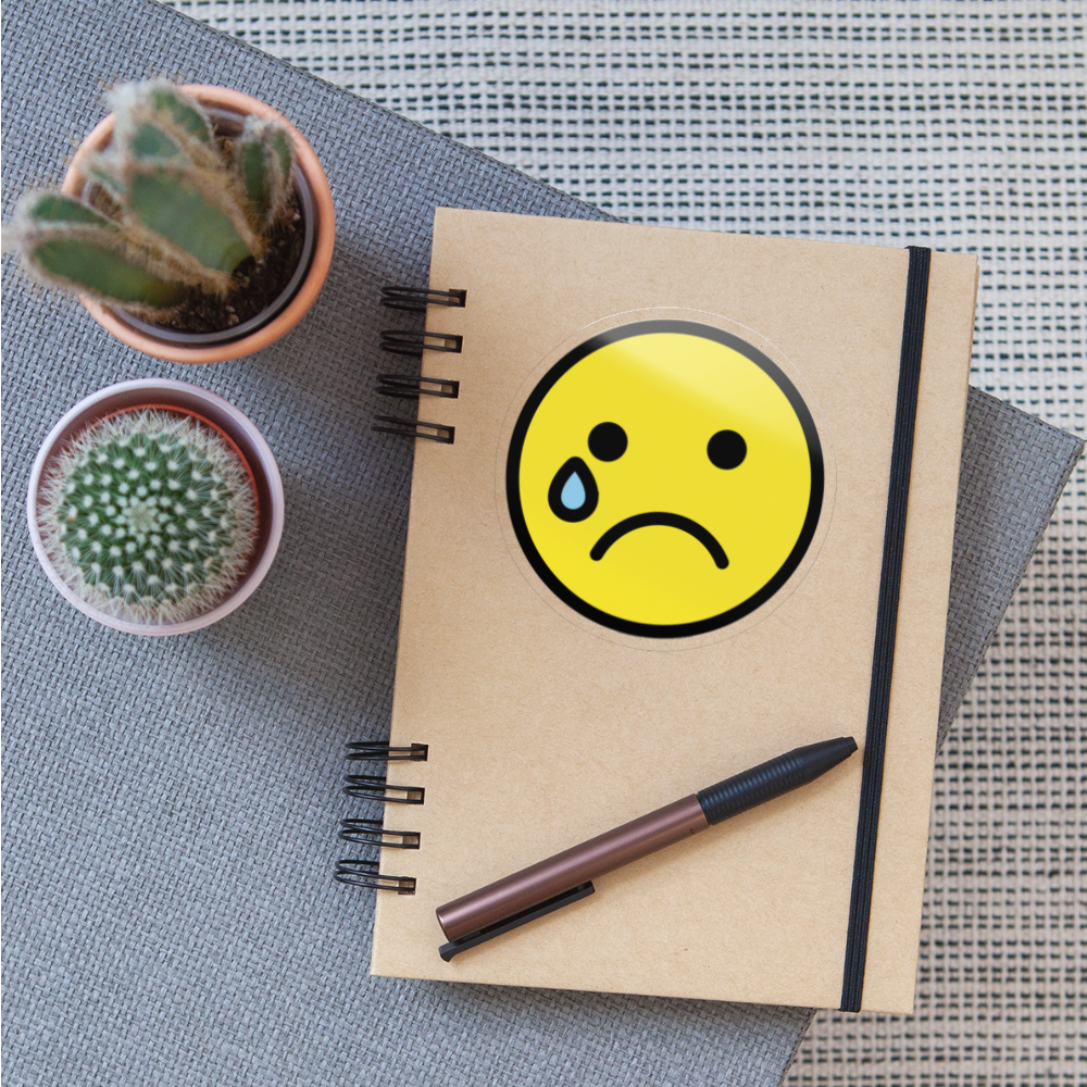 Crying Face Moji Sticker - Emoji.Express - transparent glossy