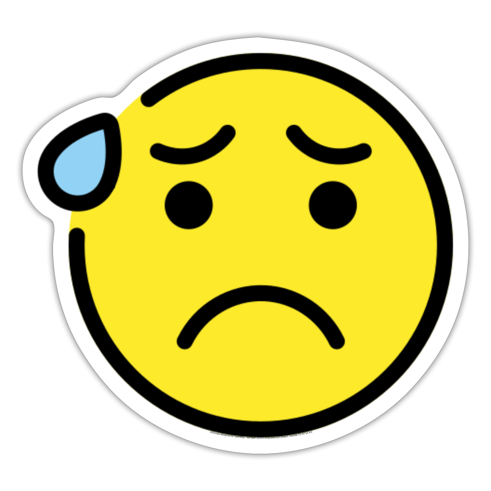 Anxious Face with Sweat Moji Sticker - Emoji.Express - white matte