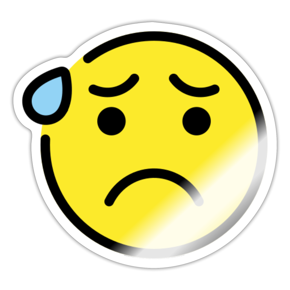 Anxious Face with Sweat Moji Sticker - Emoji.Express - white glossy