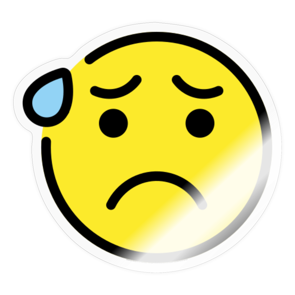 Anxious Face with Sweat Moji Sticker - Emoji.Express - transparent glossy