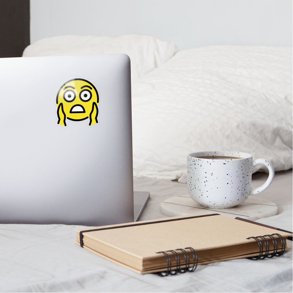 Face Screaming in Fear Moji Sticker - Emoji.Express - transparent glossy