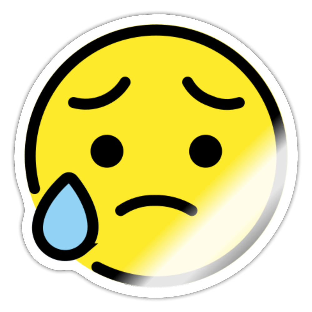 Sad but Relieved Moji Sticker - Emoji.Express - white glossy