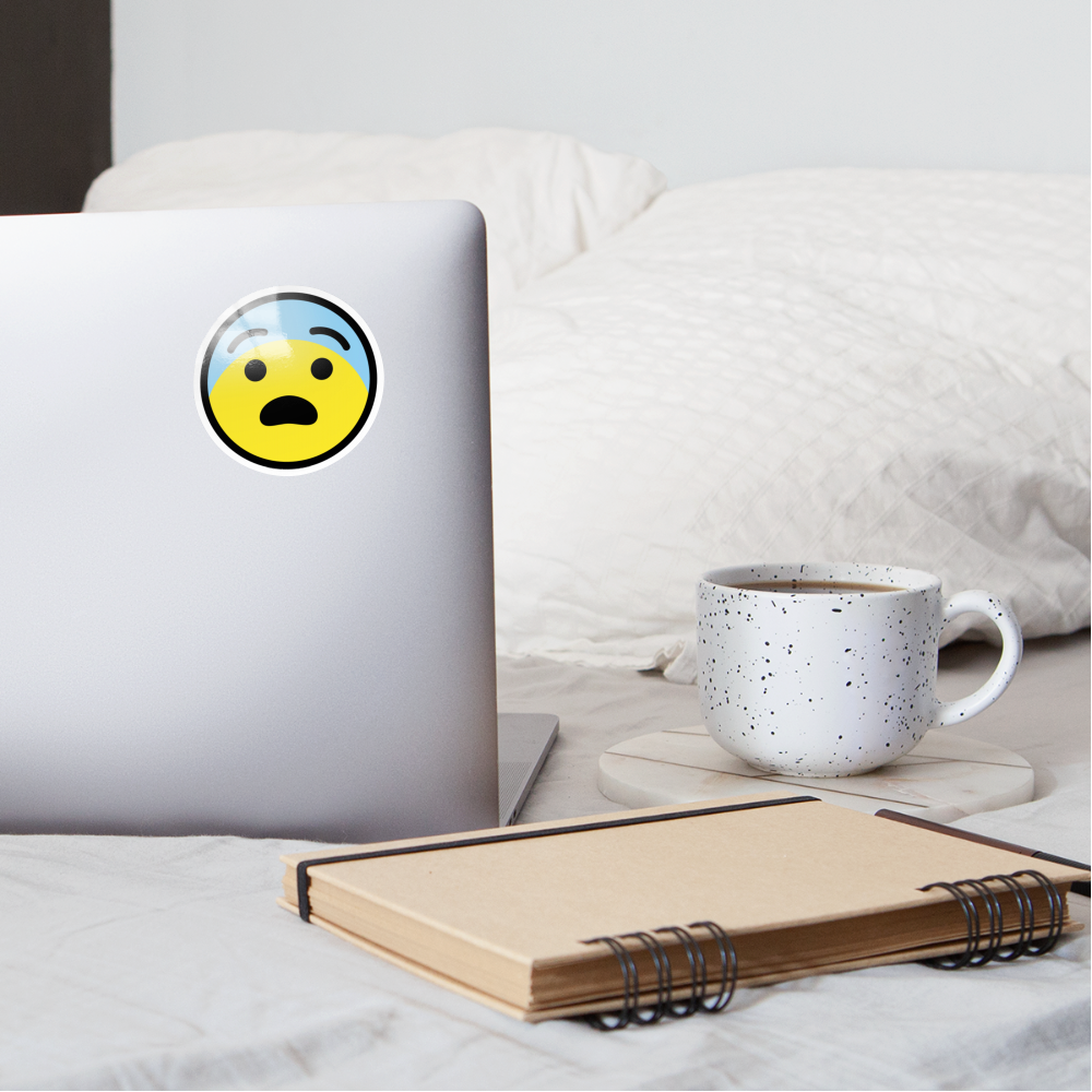 Fearful Face Moji Sticker - Emoji.Express - white glossy