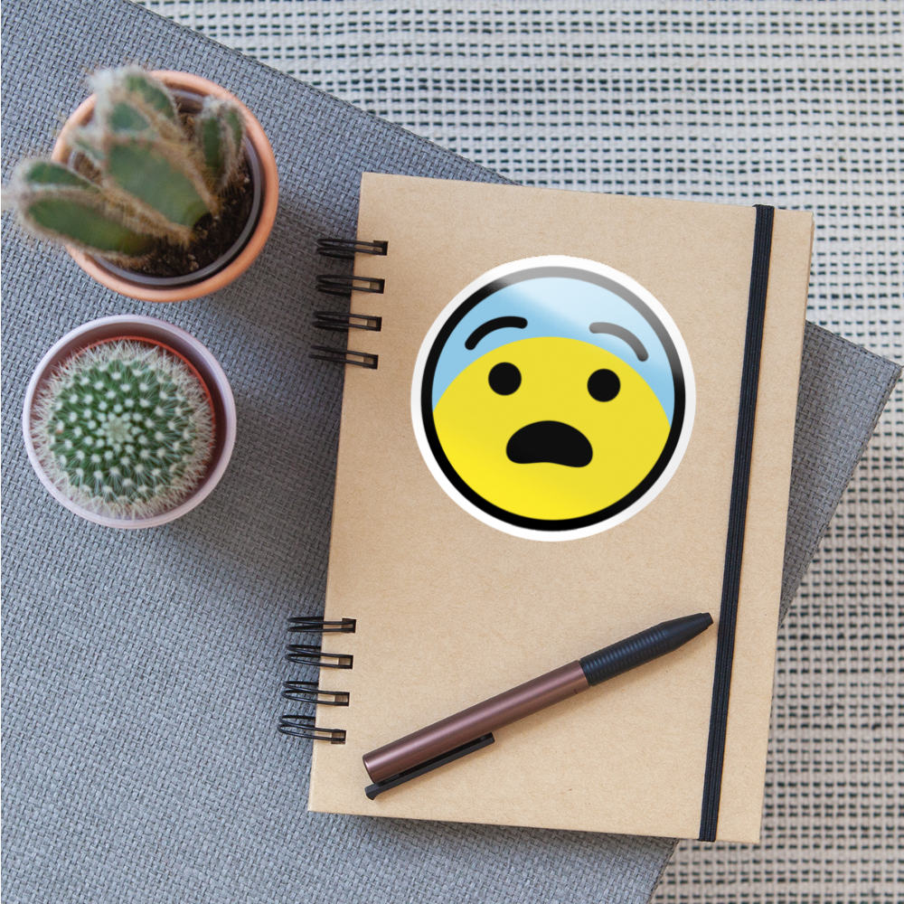 Fearful Face Moji Sticker - Emoji.Express - white glossy