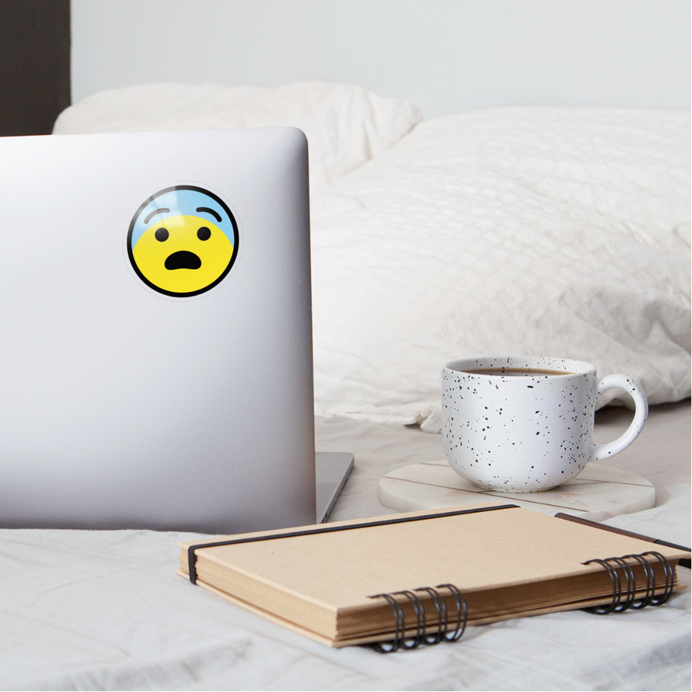 Fearful Face Moji Sticker - Emoji.Express - transparent glossy