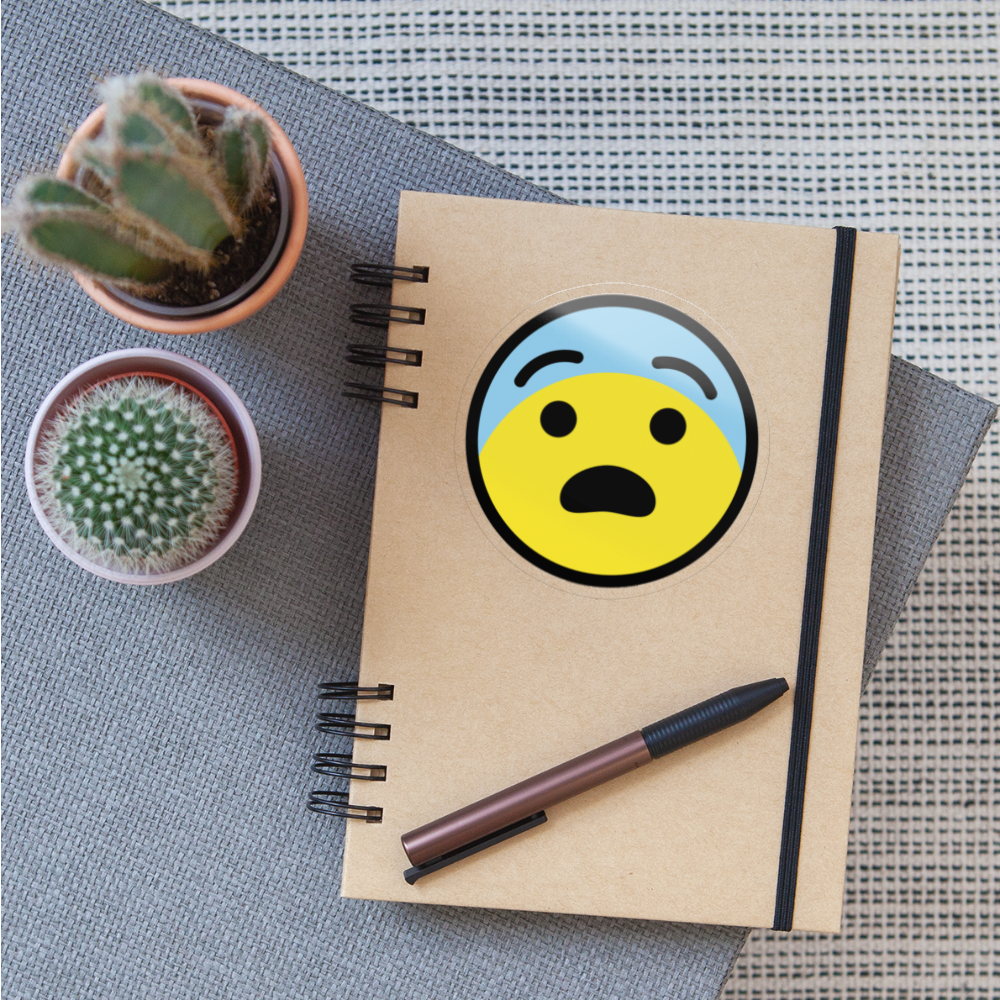 Fearful Face Moji Sticker - Emoji.Express - transparent glossy