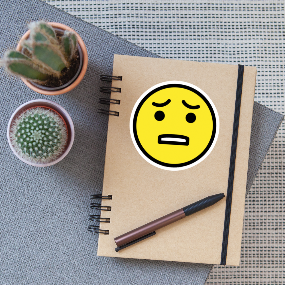 Anguished Face Moji Sticker - Emoji.Express - white matte