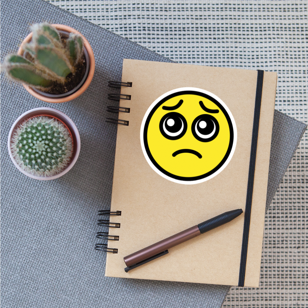 Pleadng Face Moji Sticker - Emoji.Express - white matte