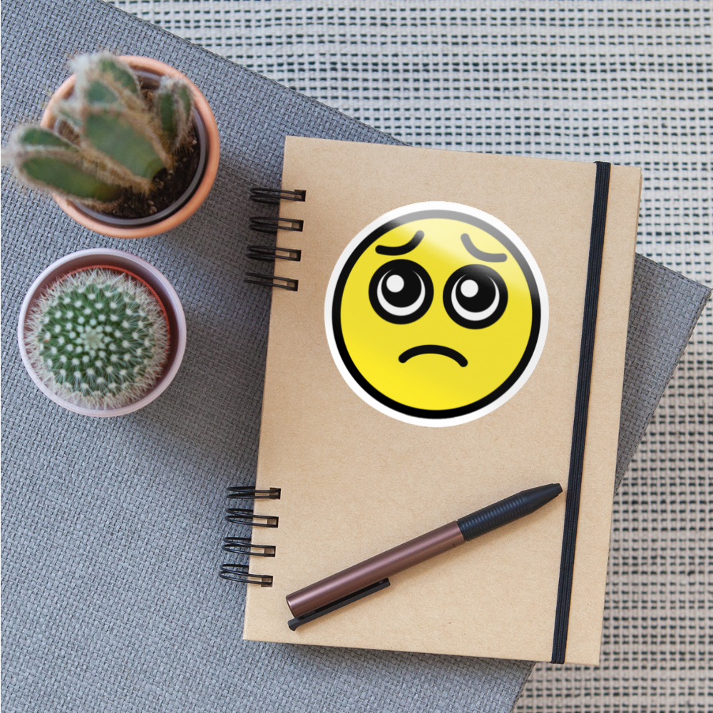 Pleadng Face Moji Sticker - Emoji.Express - white glossy