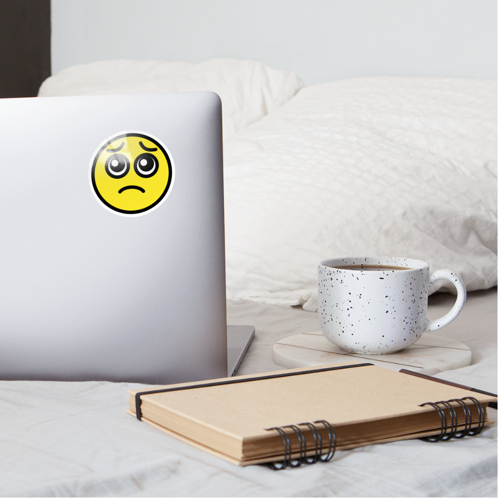 Pleadng Face Moji Sticker - Emoji.Express - white glossy