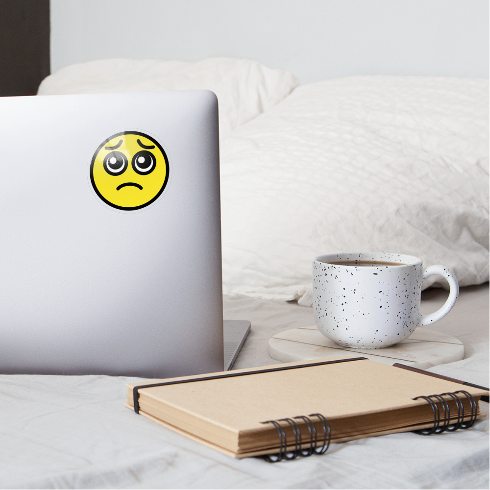 Pleadng Face Moji Sticker - Emoji.Express - transparent glossy