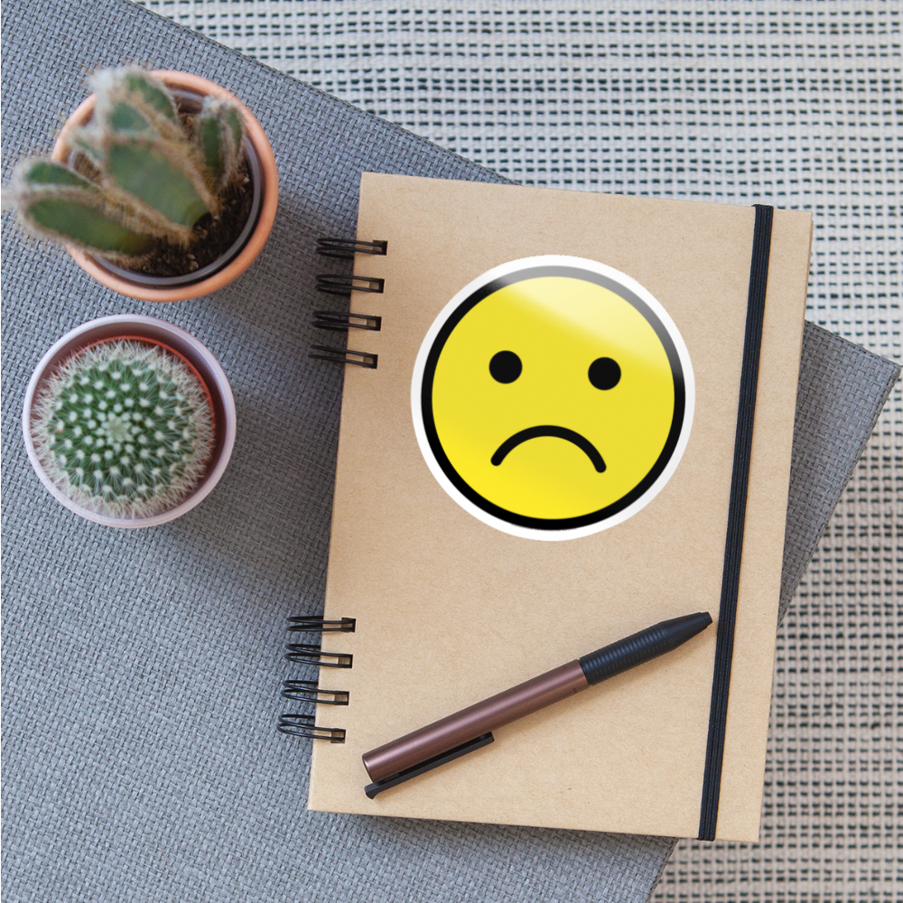 Frowning Face Moji Sticker - Emoji.Express - white glossy