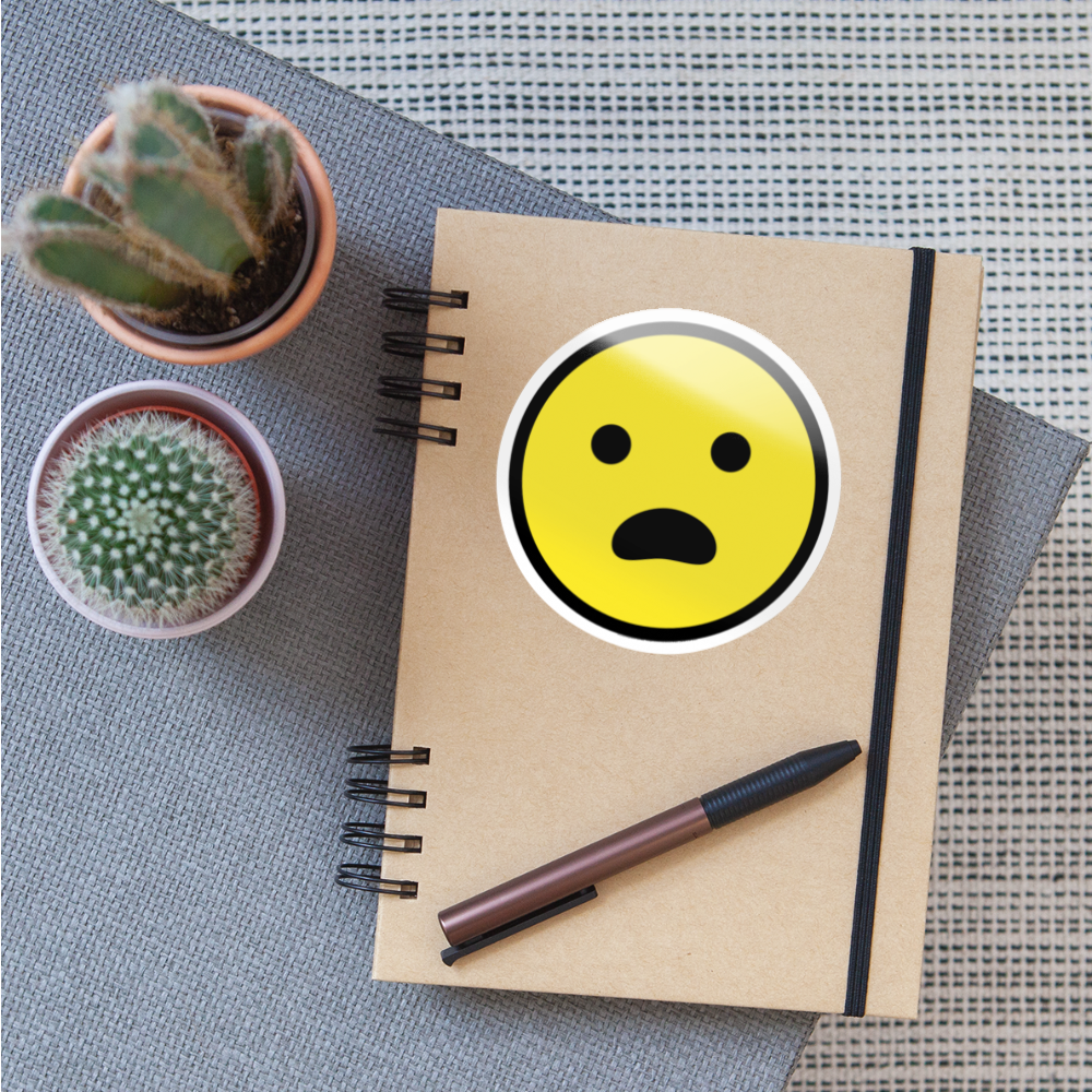 Frowning Face with Open Mouth Moji Sticker - Emoji.Express - white glossy