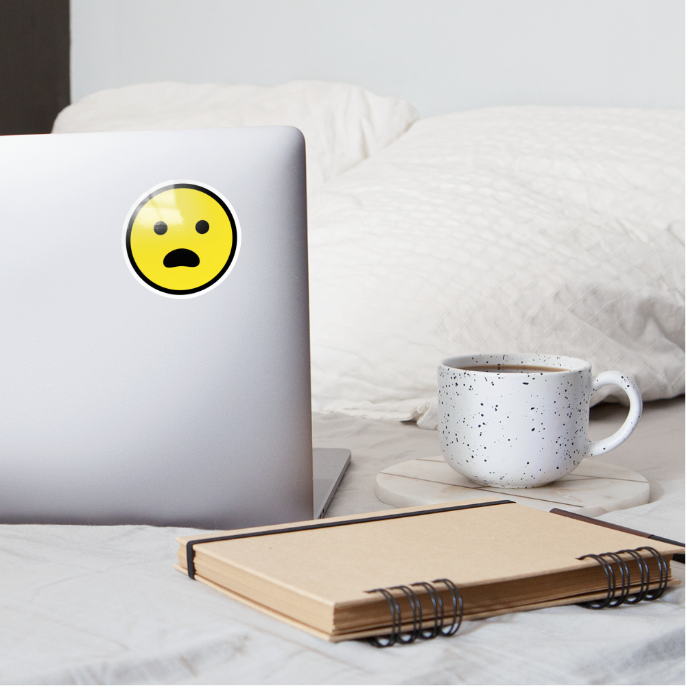 Frowning Face with Open Mouth Moji Sticker - Emoji.Express - white glossy