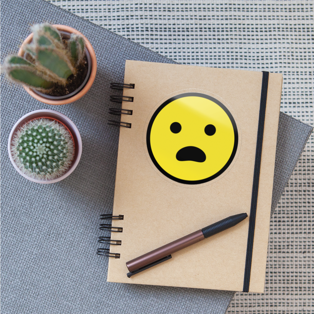 Frowning Face with Open Mouth Moji Sticker - Emoji.Express - transparent glossy