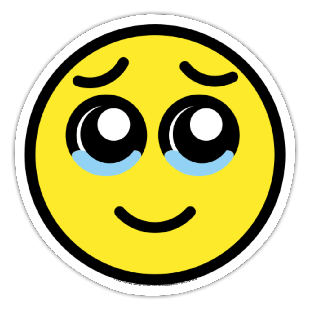 Face Holding Back Tears Moji Sticker - Emoji.Express - white matte