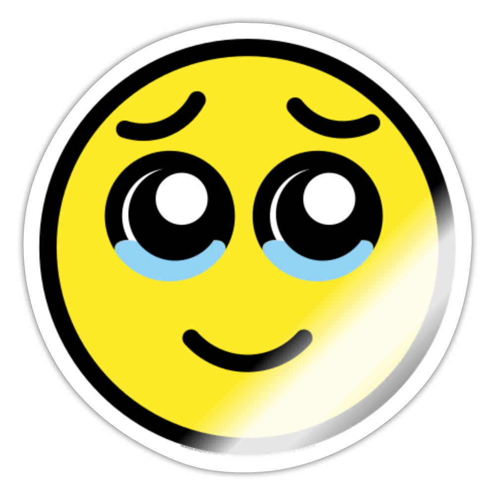 Face Holding Back Tears Moji Sticker - Emoji.Express - white glossy