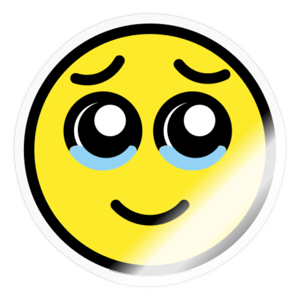 Face Holding Back Tears Moji Sticker - Emoji.Express - transparent glossy