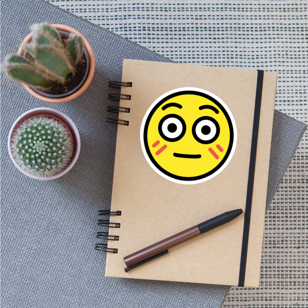 Flushed Face Moji Sticker - Emoji.Express - white matte