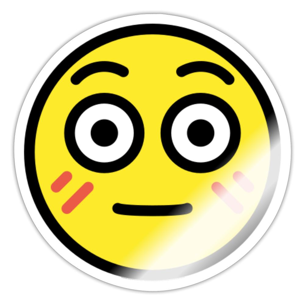 Flushed Face Moji Sticker - Emoji.Express - white glossy