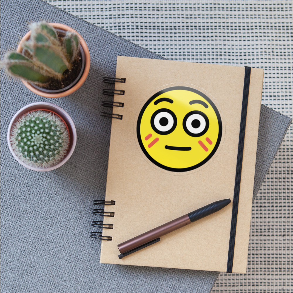 Flushed Face Moji Sticker - Emoji.Express - transparent glossy