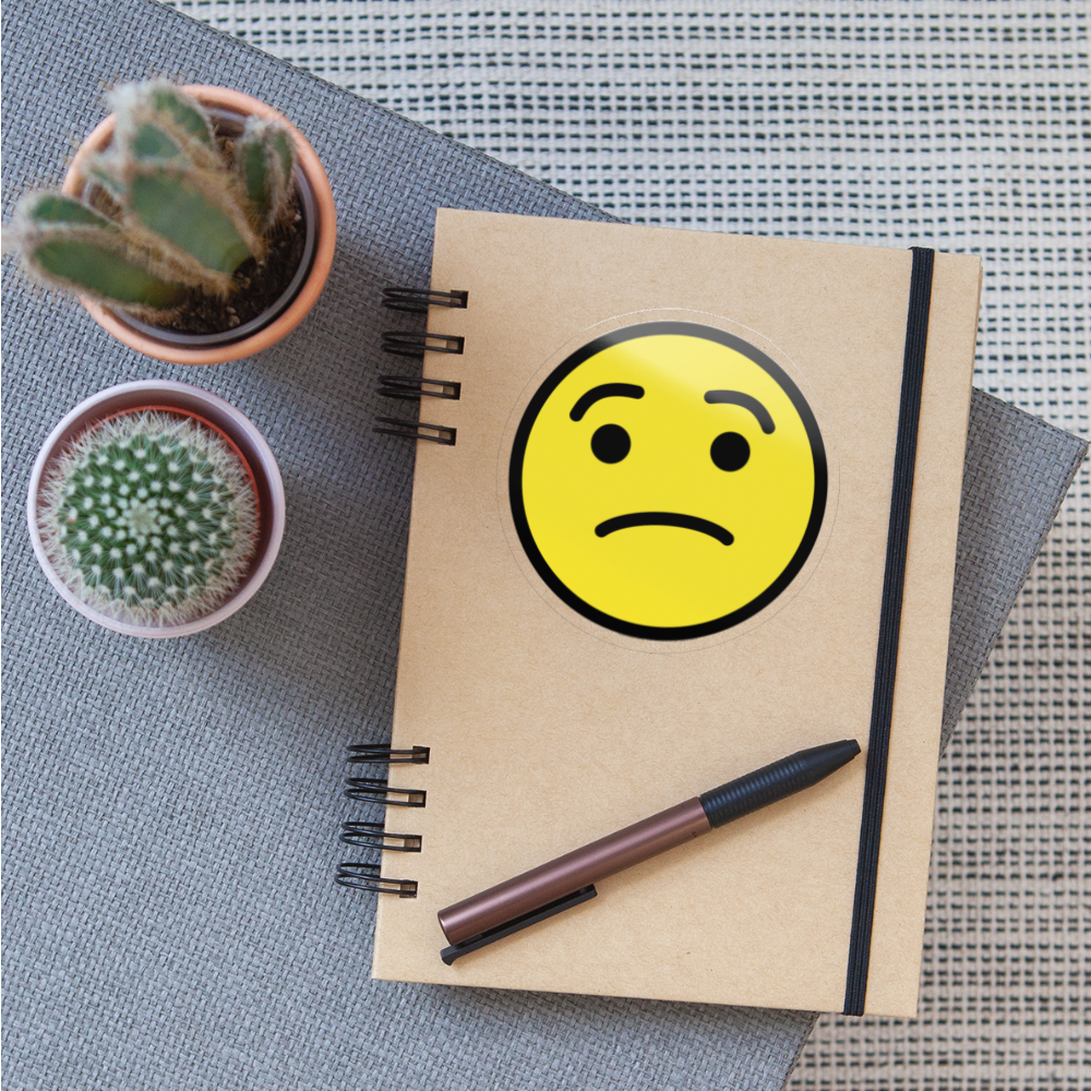 Worried Face Moji Sticker - Emoji.Express - transparent glossy