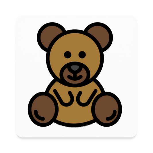Teddy Bear Moji Square Magnet - Emoji.Express - white