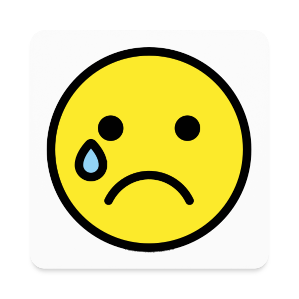 Crying Face Emoji Square Magnet - Emoji.Express - white