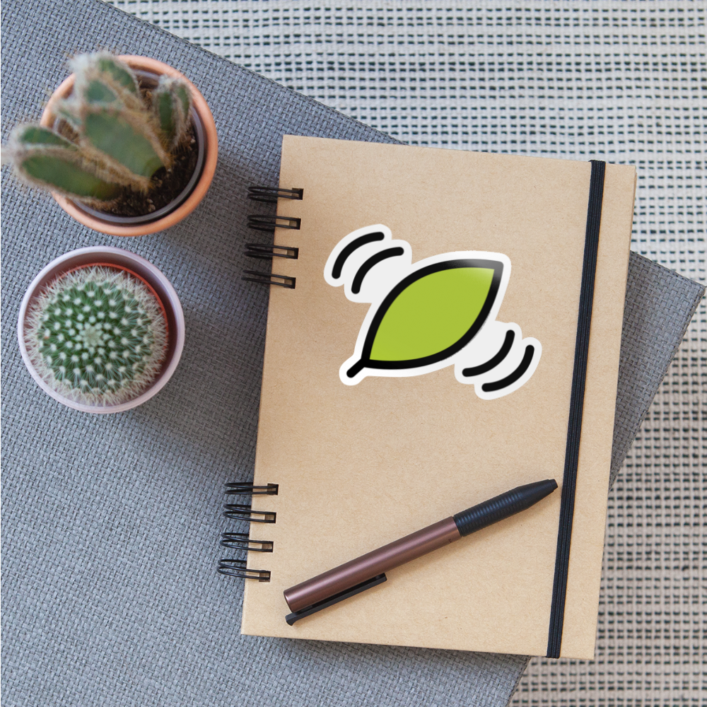 Leaf Fluttering in the Wind Moji Sticker - Emoji.Express - white glossy