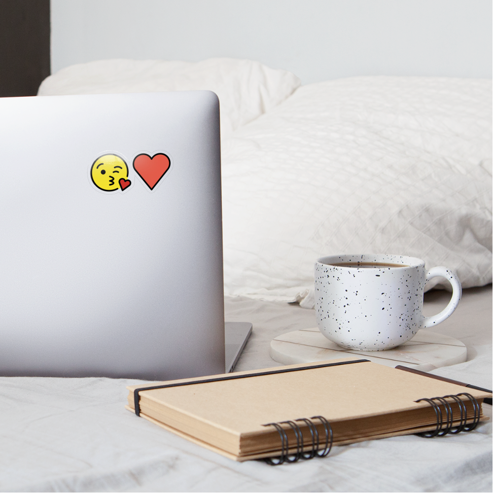 Face Blowing a Kiss + Red Heart Power Pair Moji Sticker - Emoji.Express - transparent glossy