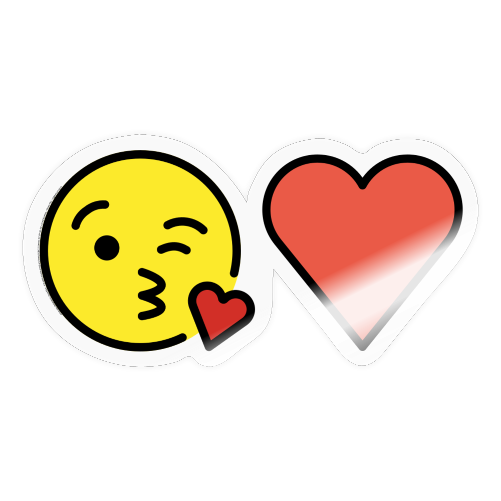 Face Blowing a Kiss + Red Heart Power Pair Moji Sticker - Emoji.Express - transparent glossy