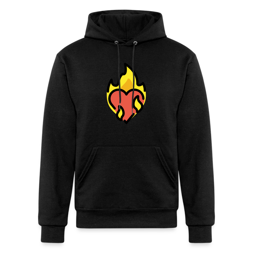 Heart on Fire Moji Champion Unisex Powerblend Hoodie - Emoji.Express - black