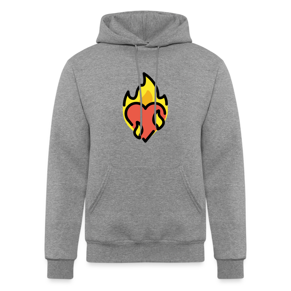 Heart on Fire Moji Champion Unisex Powerblend Hoodie - Emoji.Express - heather gray