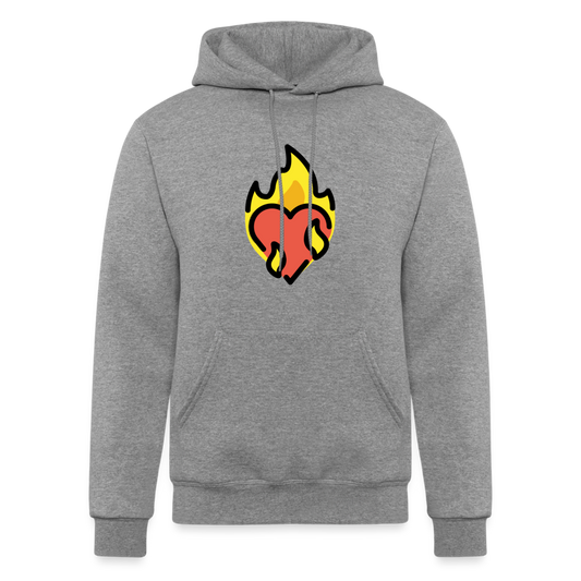 Heart on Fire Moji Champion Unisex Powerblend Hoodie - Emoji.Express - heather gray