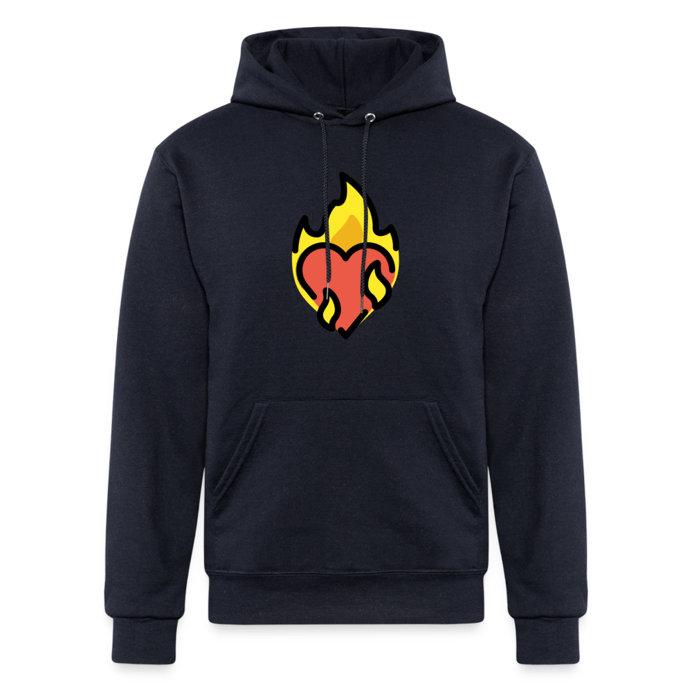 Heart on Fire Moji Champion Unisex Powerblend Hoodie - Emoji.Express - navy