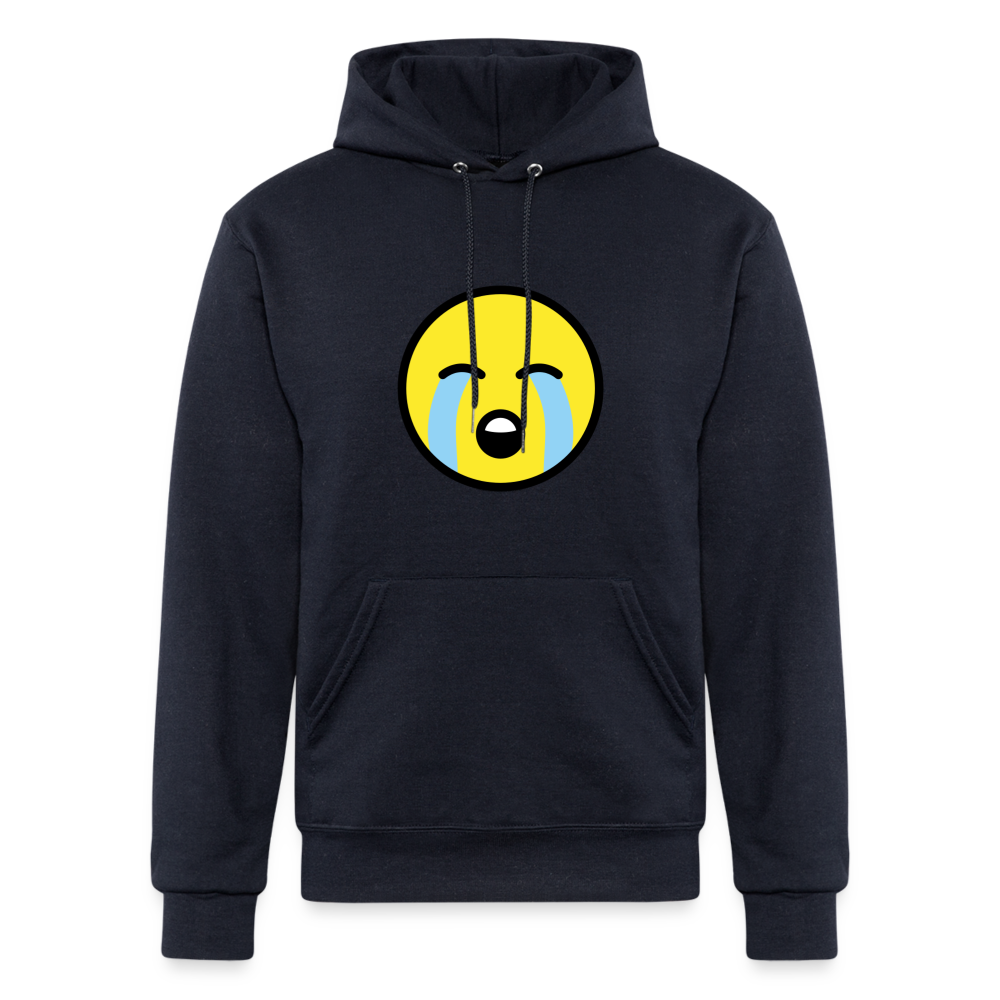 Loudly Crying Face Moji Champion Unisex Powerblend Hoodie - Emoji.Express - navy