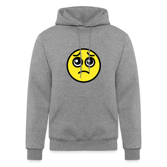 Pleading Face Moji Champion Unisex Powerblend Hoodie - Emoji.Express - heather gray